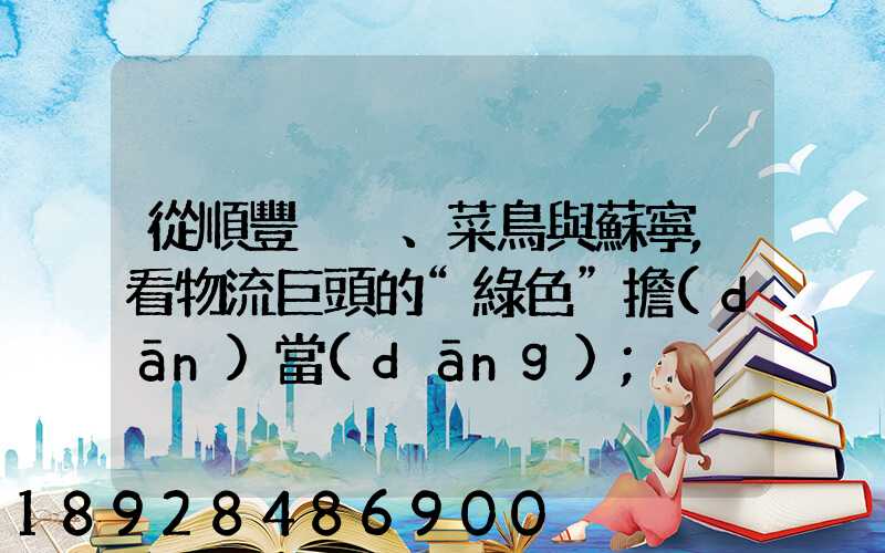 從順豐、菜鳥與蘇寧,看物流巨頭的“綠色”擔(dān)當(dāng)